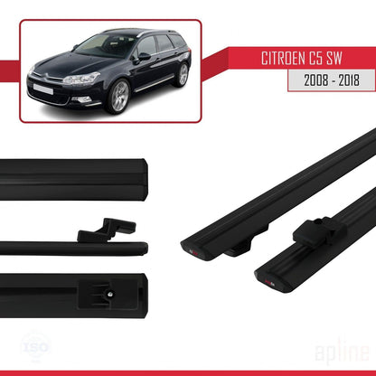 Compatibile con Citroen C5 II Tourer 2008-2018 modello BASIC Barre portatutto per auto Portapacchi in alluminio nero 2 barre