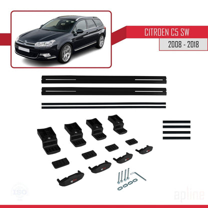 Compatibile con Citroen C5 II Tourer 2008-2018 modello BASIC Barre portatutto per auto Portapacchi in alluminio nero 2 barre