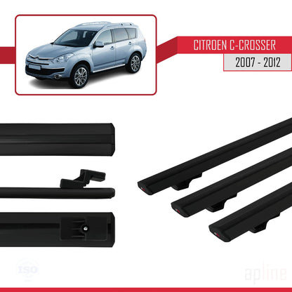 Compatibile con Citroen C-Crosser 2007-2012 modello BASIC Barre portatutto per auto Portapacchi in alluminio nero 3 barre