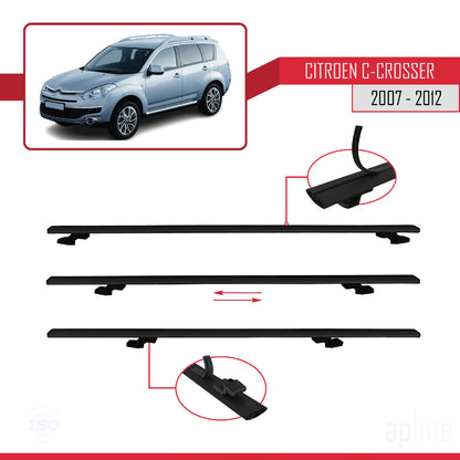 Compatibile con Citroen C-Crosser 2007-2012 modello BASIC Barre portatutto per auto Portapacchi in alluminio nero 3 barre