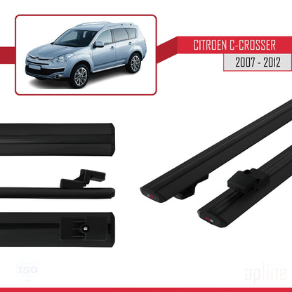 Compatibile con Citroen C-Crosser 2007-2012 modello BASIC Barre portatutto per auto Portapacchi in alluminio nero 2 barre