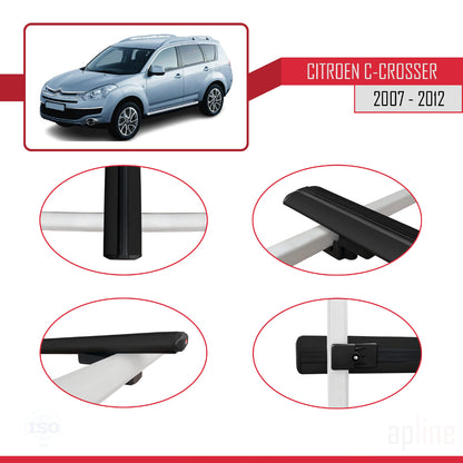 Compatibile con Citroen C-Crosser 2007-2012 modello BASIC Barre portatutto per auto Portapacchi in alluminio nero 2 barre