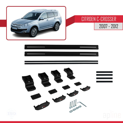 Compatibile con Citroen C-Crosser 2007-2012 modello BASIC Barre portatutto per auto Portapacchi in alluminio nero 2 barre
