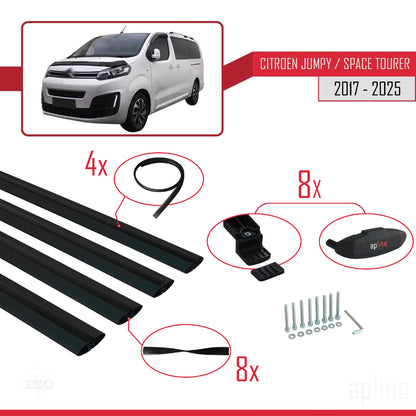 Compatibile con Citroen Jumpy 3 (K0) Space Tourer 2017-2025 modello BASIC Barre portatutto per auto Portapacchi in alluminio nero 4 barre