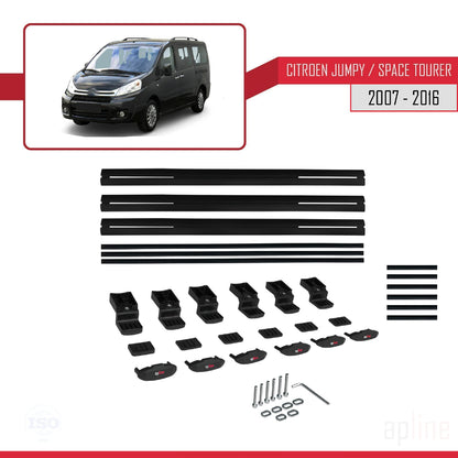 Compatibile con Citroen Jumpy 2 (G9) 2007-2016 modello BASIC Barre portatutto per auto Portapacchi in alluminio nero 3 barre