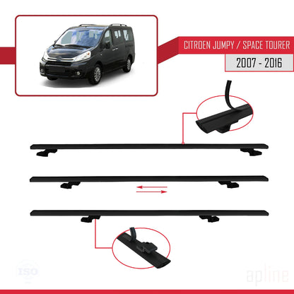 Compatibile con Citroen Jumpy 2 (G9) 2007-2016 modello BASIC Barre portatutto per auto Portapacchi in alluminio nero 3 barre