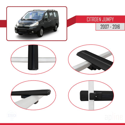 Compatibile con Citroen Jumpy 2 (G9) 2007-2016 modello BASIC Barre portatutto per auto Portapacchi in alluminio nero 4 barre