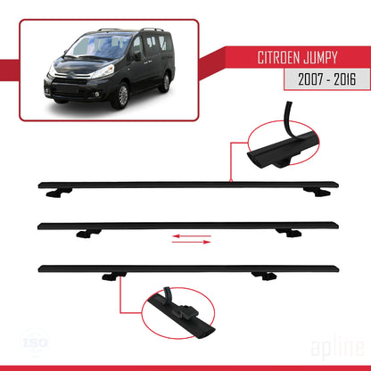 Compatibile con Citroen Jumpy 2 (G9) 2007-2016 modello BASIC Barre portatutto per auto Portapacchi in alluminio nero 4 barre