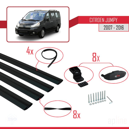 Compatibile con Citroen Jumpy 2 (G9) 2007-2016 modello BASIC Barre portatutto per auto Portapacchi in alluminio nero 4 barre