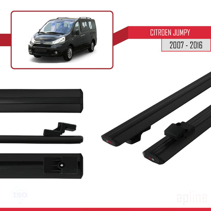 Compatibile con Citroen Jumpy 2 (G9) 2007-2016 modello BASIC Barre portatutto per auto Portapacchi in alluminio nero 2 barre
