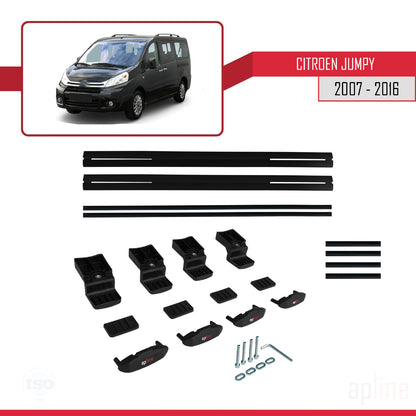 Compatibile con Citroen Jumpy 2 (G9) 2007-2016 modello BASIC Barre portatutto per auto Portapacchi in alluminio nero 2 barre