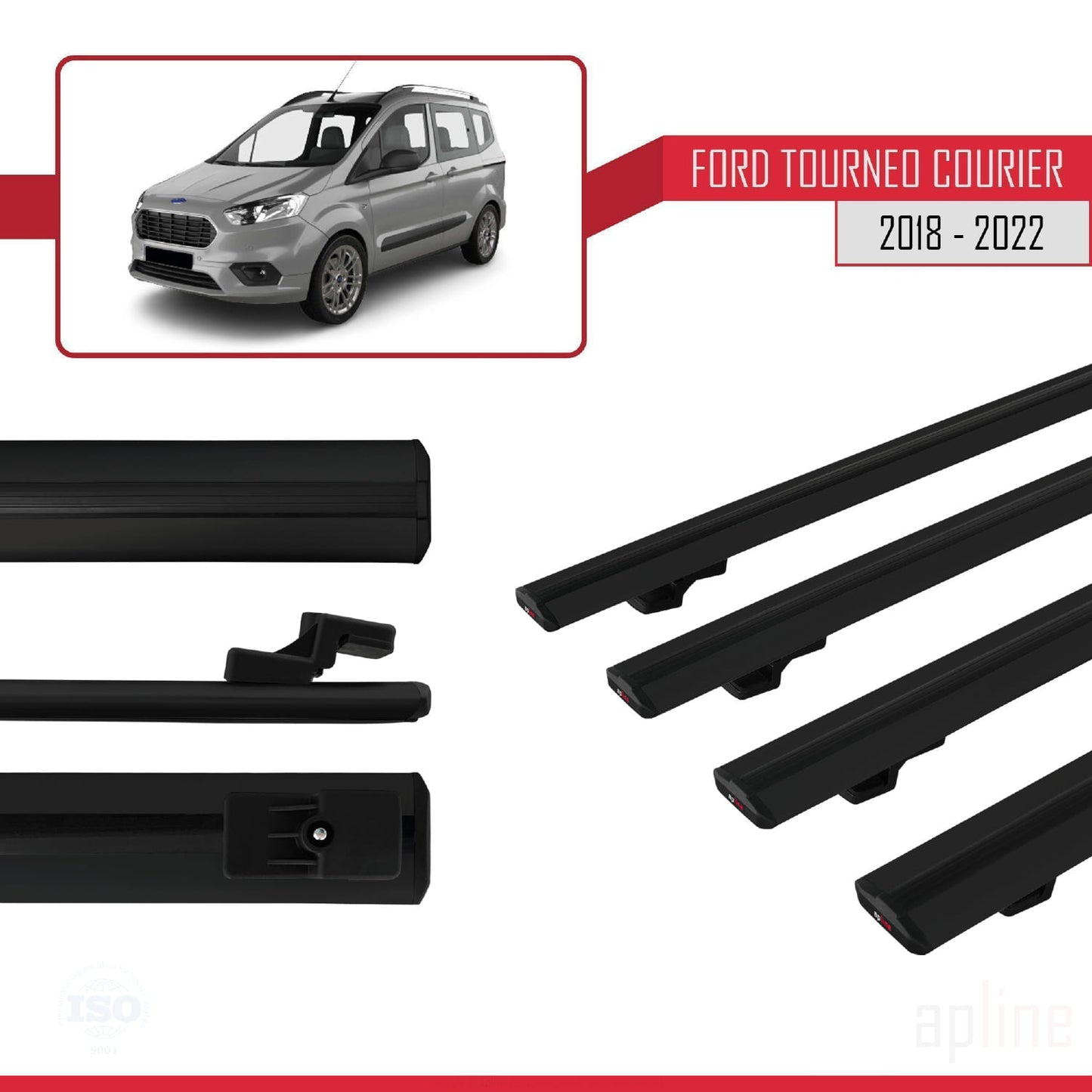 Compatibile con Citroen Nemo 3 (225) 2007-2024 modello BASIC Barre portatutto per auto Portapacchi in alluminio nero 4 barre