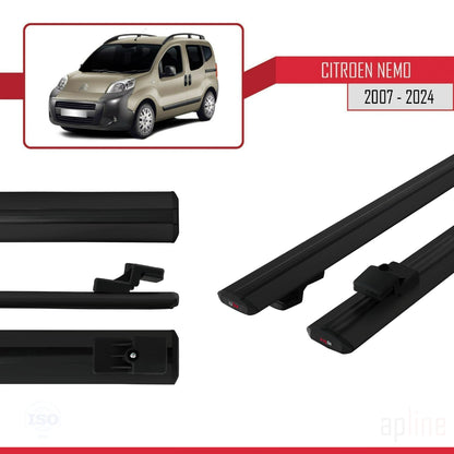 Compatibile con Citroen Nemo 3 (225) 2007-2024 modello BASIC Barre portatutto per auto Portapacchi in alluminio nero 2 barre
