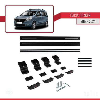 Compatibile con Dacia Dokker (K67) 2012-2024 modello BASIC Barre portatutto per auto Portapacchi in alluminio nero 2 barre