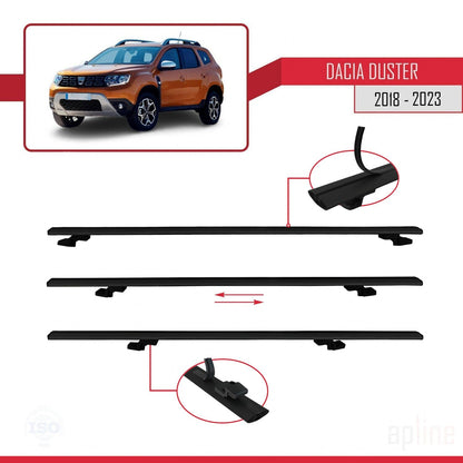Compatible avec Dacia Duster 2 (HM) 2018-2024 BASIC Model Barres de Toit Railing Porte-Bagages de Voiture Noir Aluminium 2 Barres