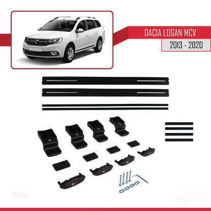 Compatibile con Dacia Logan 2 MCV (K52) 2013-2020 modello BASIC Barre portatutto per auto Portapacchi in alluminio nero 2 barre