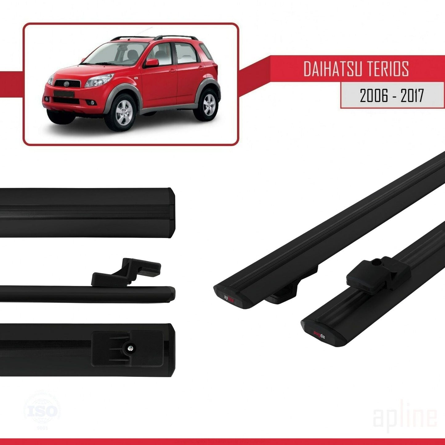 Compatibile con Daihatsu Terios 2 (J200) 2006-2017 modello BASIC Barre portatutto per auto Portapacchi in alluminio nero 2 barre