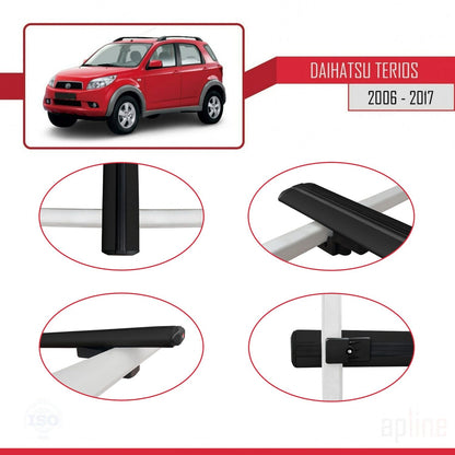 Compatibile con Daihatsu Terios 2 (J200) 2006-2017 modello BASIC Barre portatutto per auto Portapacchi in alluminio nero 2 barre
