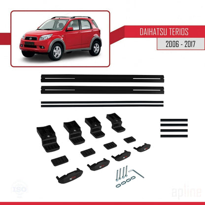 Compatibile con Daihatsu Terios 2 (J200) 2006-2017 modello BASIC Barre portatutto per auto Portapacchi in alluminio nero 2 barre