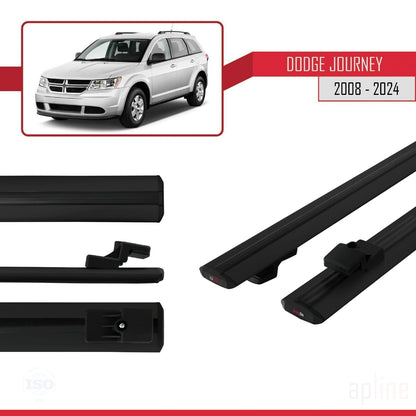 Compatible avec Dodge Journey 2008-2024 BASIC Model Barres de Toit Railing Porte-Bagages de Voiture Noir Aluminium 2 Barres