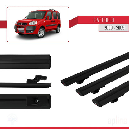 Compatibile con Fiat Doblo 2000-2009 modello BASIC Barre portatutto Railing Portapacchi per auto Alluminio nero 3 barre