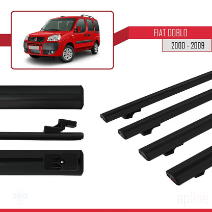 Compatibile con Fiat Doblo 2000-2009 modello BASIC Barre portatutto Railing Portapacchi per auto Alluminio nero 4 barre