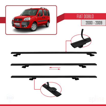 Compatibile con Fiat Doblo 2000-2009 modello BASIC Barre portatutto Railing Portapacchi per auto Alluminio nero 4 barre