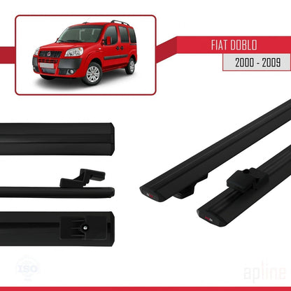 Compatibile con Fiat Doblo 2000-2009 modello BASIC Barre portatutto Railing Portapacchi per auto Alluminio nero 2 barre