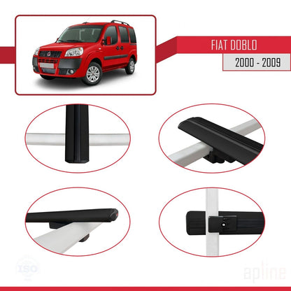 Compatibile con Fiat Doblo 2000-2009 modello BASIC Barre portatutto Railing Portapacchi per auto Alluminio nero 2 barre