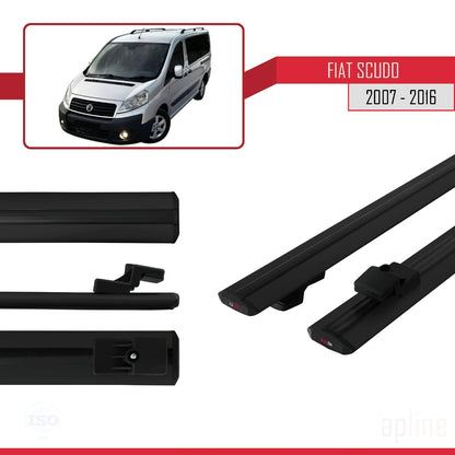 Kompatibel mit Fiat Scudo 2 2007-2016 Basismodell Dachgepäckträger, schwarzes Aluminium, 2 Stangen