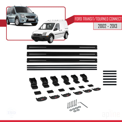 Compatibile con Ford Transit/Tourneo Connect modello BASIC 2002-2013 Barre portatutto per auto Portapacchi in alluminio nero 3 barre