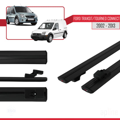 Compatibile con Ford Transit/Tourneo Connect modello BASIC 2002-2013 Barre portatutto per auto Portapacchi in alluminio nero 2 barre