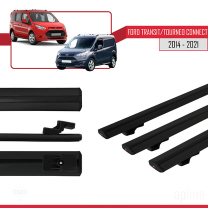Compatibile con Ford Transit/Tourneo Connect 2 2014-2021 modello BASIC Barre portatutto per auto Portapacchi in alluminio nero 3 barre