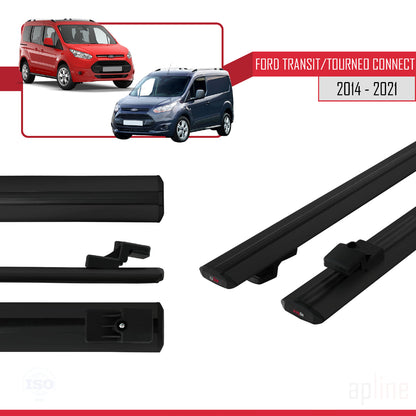 Compatibile con Ford Transit/Tourneo Connect 2 2014-2021 modello BASIC Barre portatutto per auto Portapacchi in alluminio nero 2 barre