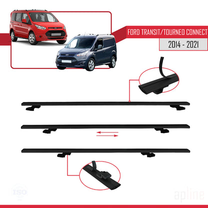 Compatibile con Ford Transit/Tourneo Connect 2 2014-2021 modello BASIC Barre portatutto per auto Portapacchi in alluminio nero 2 barre