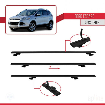 Compatibile con Ford Escape 3 modello BASIC 2013-2019 Barre portatutto per auto Portapacchi in alluminio nero 3 barre