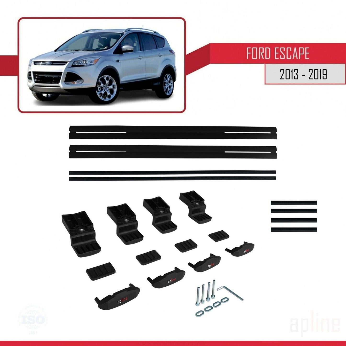 Compatibile con Ford Escape 3 2013-2019 modello BASIC Barre portatutto per auto Portapacchi in alluminio nero 2 barre