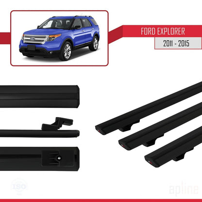 Compatibile con Ford Explorer 5 (U502) Pre-Facelift 2011-2015 Modello BASIC Barre portatutto per auto Portapacchi in alluminio nero 3 barre