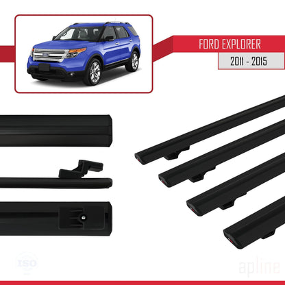 Compatibile con Ford Explorer 5 (U502) Pre-Facelift 2011-2015 Modello BASIC Barre portatutto per auto Portapacchi in alluminio nero 4 barre