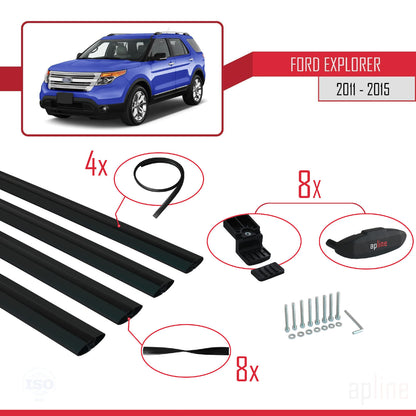 Compatibile con Ford Explorer 5 (U502) Pre-Facelift 2011-2015 Modello BASIC Barre portatutto per auto Portapacchi in alluminio nero 4 barre