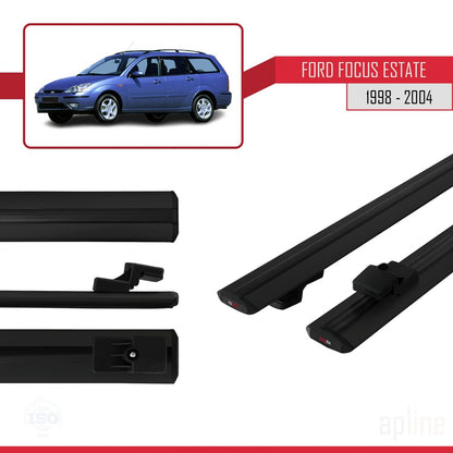 Compatibile con Ford Focus (C170) Station Wagon 1998-2004 modello BASIC Barre portatutto per auto Portapacchi in alluminio nero 2 barre