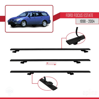 Compatibile con Ford Focus (C170) Station Wagon 1998-2004 modello BASIC Barre portatutto per auto Portapacchi in alluminio nero 2 barre