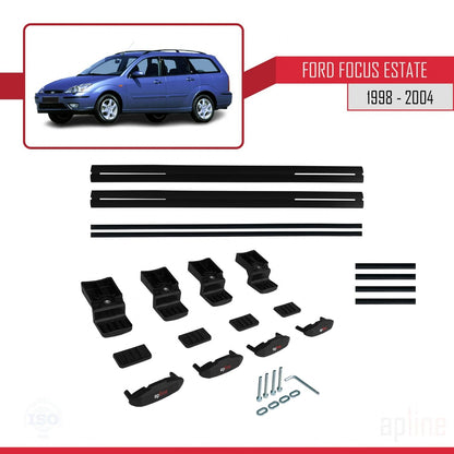 Compatibile con Ford Focus (C170) Station Wagon 1998-2004 modello BASIC Barre portatutto per auto Portapacchi in alluminio nero 2 barre