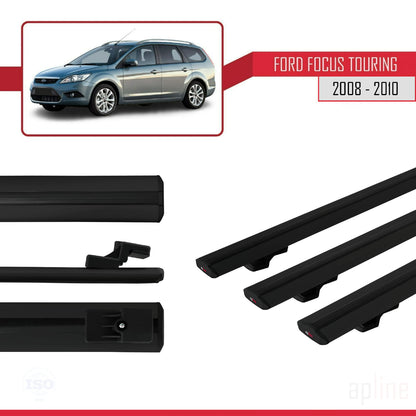 Compatibile con Ford Focus 2 (C307) Turnier 2008-2010 modello BASIC Barre portatutto per auto Portapacchi in alluminio nero 3 barre