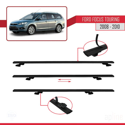 Compatibile con Ford Focus 2 (C307) Turnier 2008-2010 modello BASIC Barre portatutto per auto Portapacchi in alluminio nero 3 barre