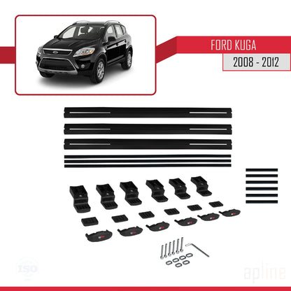 Compatibile con Ford Kuga (C394) 2008-2012 modello BASIC Barre portatutto per auto Portapacchi in alluminio nero 3 barre