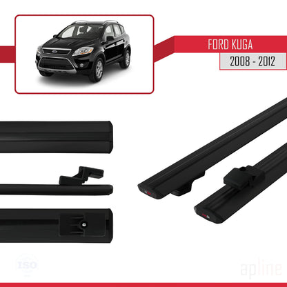Compatibile con Ford Kuga (C394) 2008-2012 modello BASIC Barre portatutto per auto Portapacchi in alluminio nero 2 barre