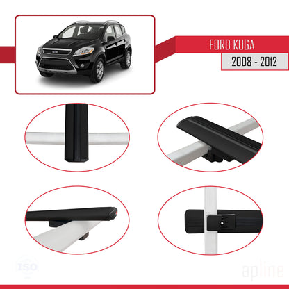 Compatibile con Ford Kuga (C394) 2008-2012 modello BASIC Barre portatutto per auto Portapacchi in alluminio nero 2 barre