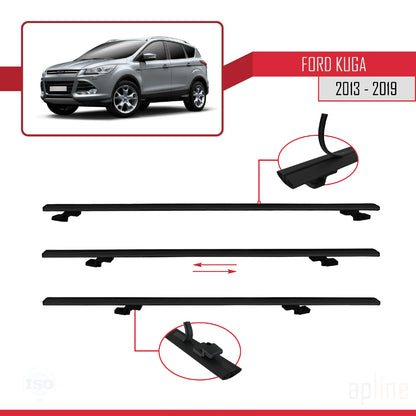 Compatibile con Ford Kuga 2 (C520) 2013-2019 modello BASIC Barre portatutto per auto Portapacchi in alluminio nero 3 barre