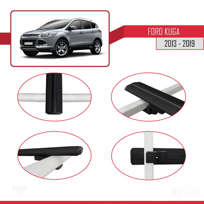 Compatibile con Ford Kuga 2 (C520) 2013-2019 modello BASIC Barre portatutto per auto Portapacchi in alluminio nero 2 barre
